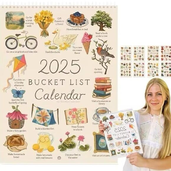 abigail&bleu Bucket List Calendar Large Double Spiral Wire-Binding Wall Calendar - Picture 1 of 7